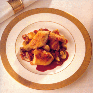 Coq au vin à la bourguignonne, pollo a la bourguignonne
