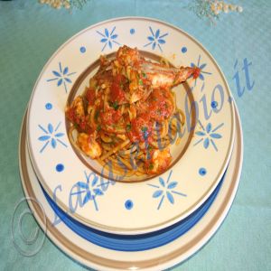 Pasta piccante con rana pescatrice o rospo